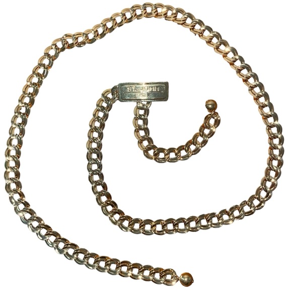 St John Vintage Gold Curb Chain Adjustable Logo Belt - Picture 6 of 15
